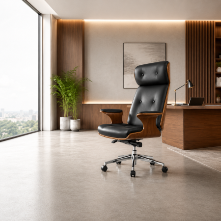 Produse - Scaun directorial OFF 1608, piele ecologica, lemn statificat, ergonomic, balans, 120 kg