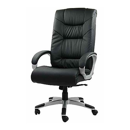 Scaun directorial OFF 315, piele ecologica, mecanism de balans, robust, baza polipropilena, 150 kg, negru [1]
