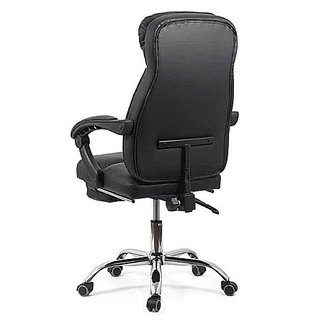 Scaun directorial OFF 321, spatar ergonomic, piele ecologica, suport picioare retractabil, baza cromata, 110 kg, negru [6]