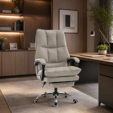 Produse - Scaun directorial OFF 417, piele ecologica, suport picioare, perne duble, 120 kg