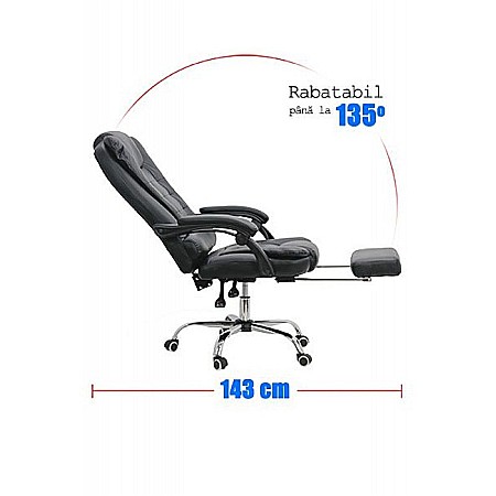 Scaun directorial OFF 418, piele ecologica, rotativ, mecanism de balans, suport picioare, 120 kg [2]