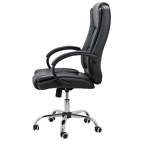 Scaun directorial OFF 429, piele ecologica, pivontant, rotire 360, baza cromata, 110 kg, negru [2]