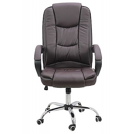 Scaun directorial OFF 429, piele ecologica, pivontant, rotire 360, baza cromata, 110 kg, maro [1]