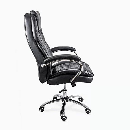Scaun directorial OFF 633, piele ecologica, suport lombar, robust, mecanism de balans, brate tapitate,120 kg, negru [2]