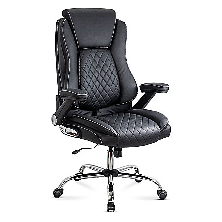 Mobilier birou - Scaun directorial OFF 651, piele ecologica, robust, cadru metalic, mecanism balans, 120 kg