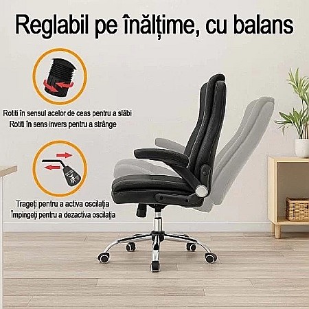 Scaun directorial OFF 651, piele ecologica, robust, cadru metalic, mecanism balans, 120 kg [7]