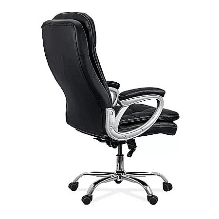 Scaun directorial OFF 799, robust, piele ecologica, perne duble, baza cromata, mecanism multiblock, 200 kg [3]