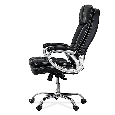 Scaun directorial OFF 799, robust, piele ecologica, perne duble, baza cromata, mecanism multiblock, 200 kg [2]