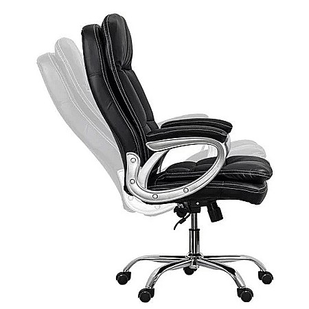 Scaun directorial OFF 799, robust, piele ecologica, perne duble, baza cromata, mecanism multiblock, 200 kg [5]