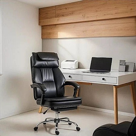Scaun directorial OFF341, piele ecologica, mecanism balans, robust, rabatabil 170 grade, 150 kg [2]