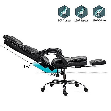 Scaun directorial OFF341, piele ecologica, mecanism balans, robust, rabatabil 170 grade, 150 kg [5]
