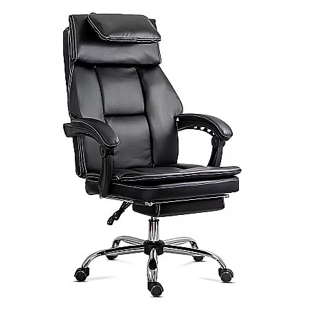Scaun directorial OFF341, piele ecologica, mecanism balans, robust, rabatabil 170 grade, 150 kg