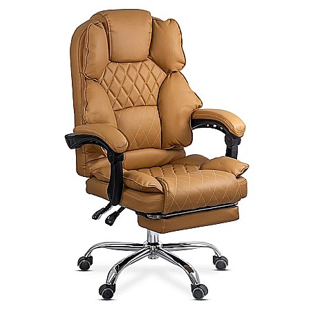 Scaun directorial OFF411, piele ecologica, mecanism asincron, perne duble, 120 kg [0]