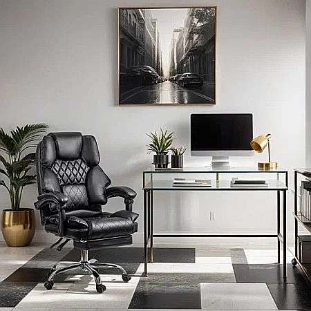 Scaun directorial OFF411, piele ecologica, mecanism asincron, perne duble, 120 kg [3]