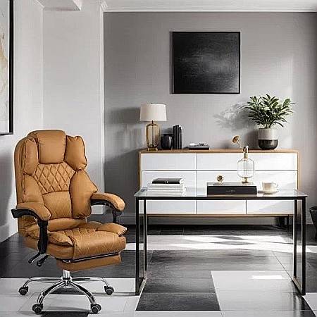 Scaun directorial OFF411, piele ecologica, mecanism asincron, perne duble, 120 kg [5]