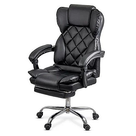 Scaune directoriale - Scaun directorial OFF412, piele ecologica, mecanism asincron, robust, suport picioare retractabil, 120 kg