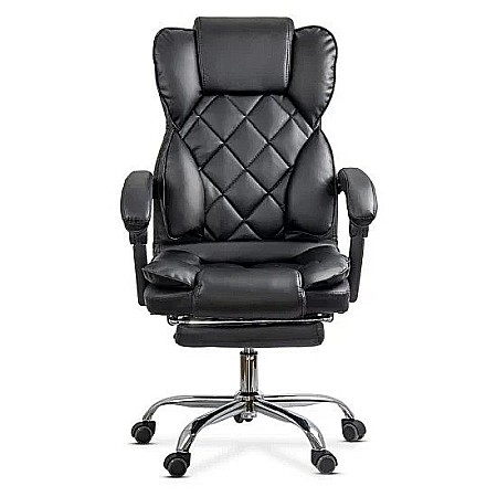 Scaun directorial OFF412, piele ecologica, mecanism asincron, robust, suport picioare retractabil, 120 kg [3]