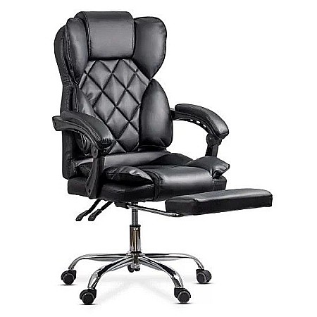Scaun directorial OFF412, piele ecologica, mecanism asincron, robust, suport picioare retractabil, 120 kg [1]