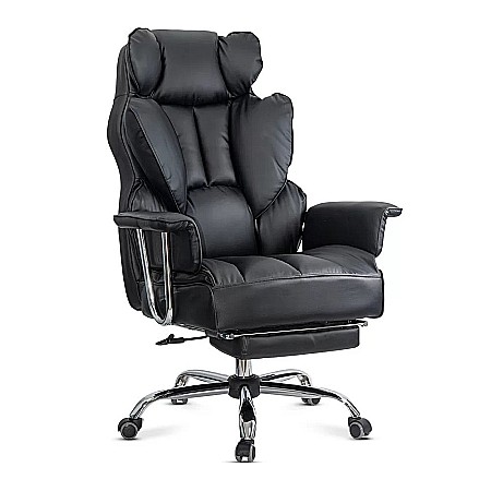 Mobilier birou - Scaun directorial OFF413, piele ecologica, robust, cadru metalic, mecanism a-sincron, role gumate, 150 kg