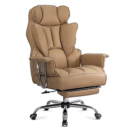 Scaun directorial OFF413, piele ecologica, robust, cadru metalic, mecanism a-sincron, role gumate, 150 kg [0]