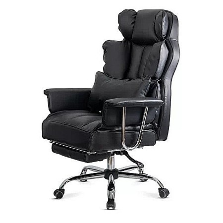 Scaun directorial OFF413, piele ecologica, robust, cadru metalic, mecanism a-sincron, role gumate, 150 kg [2]