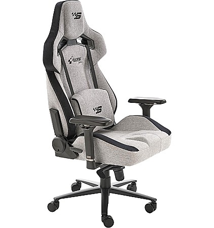 Scaune Gaming - Scaun directorial pentru gaming HM Alister, stofa, robust, cadru metalic, cotiere reglabile, multiblock,100 kg, gri