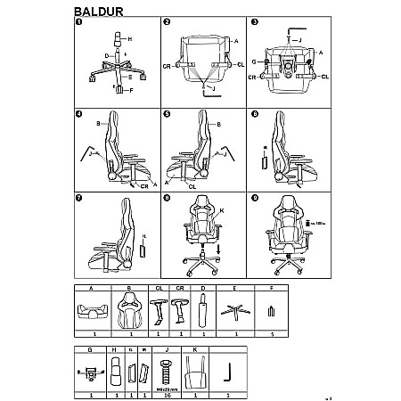 Scaun directorial pentru gaming HM Baldur, piele ecologica, cadru metalic, cotiere reglabile, multiblock,100 kg, negru [13]