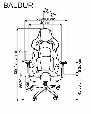 Scaun directorial pentru gaming HM Baldur, piele ecologica, cadru metalic, cotiere reglabile, multiblock,100 kg, negru [12]