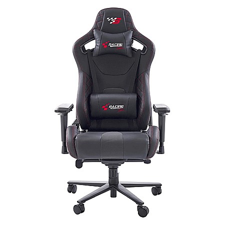 Scaun directorial pentru gaming HM Chavez, piele ecologica, cadru metalic, cotiere reglabile, multiblock, perne lombare,100 kg, negru [1]