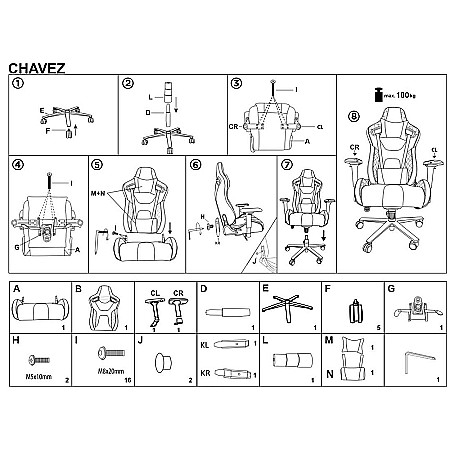 Scaun directorial pentru gaming HM Chavez, piele ecologica, cadru metalic, cotiere reglabile, multiblock, perne lombare,100 kg, negru [12]