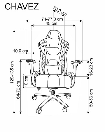 Scaun directorial pentru gaming HM Chavez, piele ecologica, cadru metalic, cotiere reglabile, multiblock, perne lombare,100 kg, negru [13]
