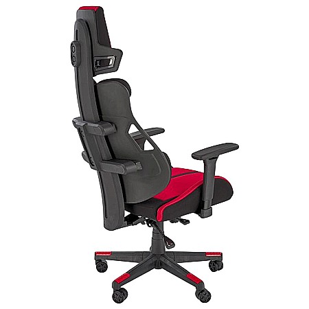 Scaun directorial pentru gaming HM Nitro 2, stofa, cotiere reglabile, multiblock, ergonomic,120 kg, negru/rosu [2]