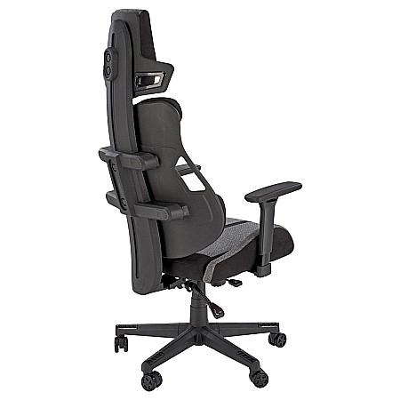 Scaun directorial pentru gaming HM Nitro 2, stofa, cotiere reglabile, multiblock, ergonomic,120 kg, gri/negru [8]