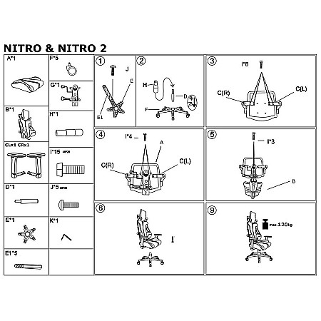 Scaun directorial pentru gaming HM Nitro 2, stofa, cotiere reglabile, multiblock, ergonomic,120 kg, gri/negru [11]