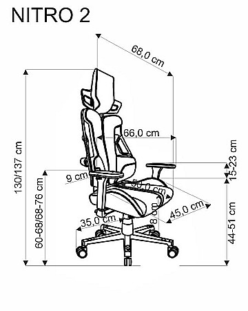 Scaun directorial pentru gaming HM Nitro 2, stofa, cotiere reglabile, multiblock, ergonomic,120 kg, gri/negru [10]