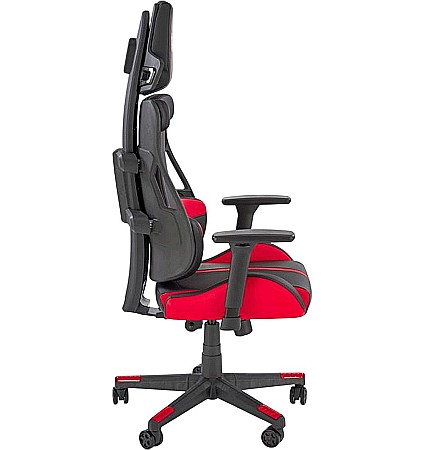 Scaun directorial pentru gaming HM Nitro, piele ecologica/stofa, cotiere reglabile, multiblock, ergonomic,120 kg, negru/rosu [6]