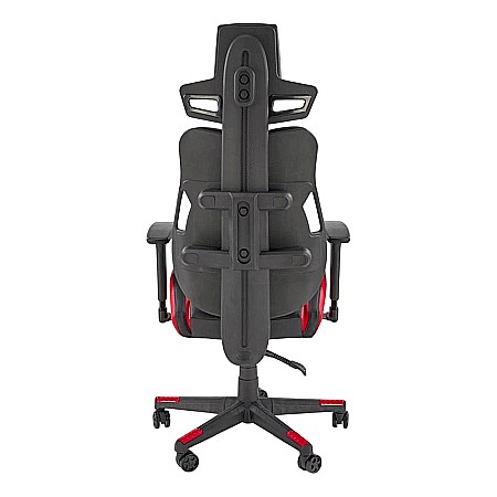 Scaun directorial pentru gaming HM Nitro, piele ecologica/stofa, cotiere reglabile, multiblock, ergonomic,120 kg, negru/rosu [5]