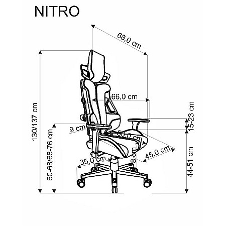 Scaun directorial pentru gaming HM Nitro, piele ecologica/stofa, cotiere reglabile, multiblock, ergonomic,120 kg, negru/rosu [11]
