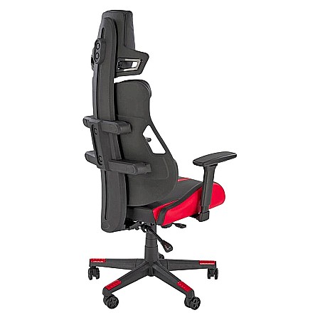 Scaun directorial pentru gaming HM Nitro, piele ecologica/stofa, cotiere reglabile, multiblock, ergonomic,120 kg, negru/rosu [4]