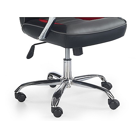 Scaun directorial pentru gaming HM Scroll, tapiterie piele ecologica, cadru cromat, mecanism de balans, 110 kg, negru/rosu/gri [3]