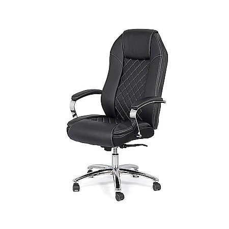Scaun directorial robust OFF 313, piele ecologica, ergonomic, baza cromata, mecanism asincron, 150 kg, negru [3]