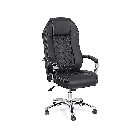 Produse - Scaun directorial robust OFF 313, piele ecologica, ergonomic, baza cromata, mecanism asincron, 150 kg, negru