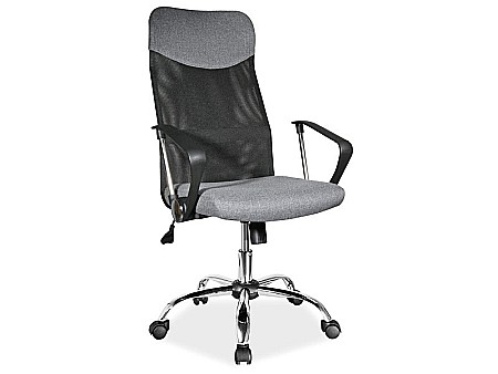 Scaune cu mesh - Scaun directorial SL Q025, suport lombar, stofa/mesh, mecanism de balans, cadru cromat, 100 kg, gri