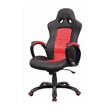 Scaun directorial SL Q029, Piele ecologica, Inaltime ajustabila, Mecanism balansare, Rotire 360 ˚, 100 kg, Rosu/Negru [1]
