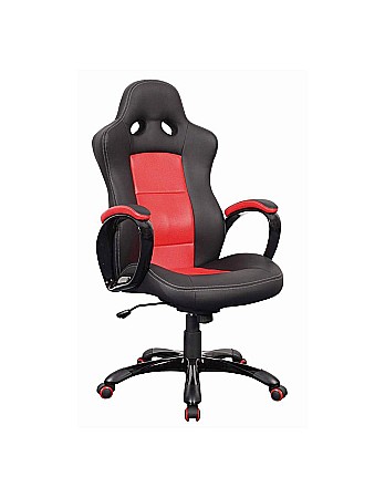 Produse - Scaun directorial SL Q029, Piele ecologica, Inaltime ajustabila, Mecanism balansare, Rotire 360 ˚, 100 kg, Rosu/Negru