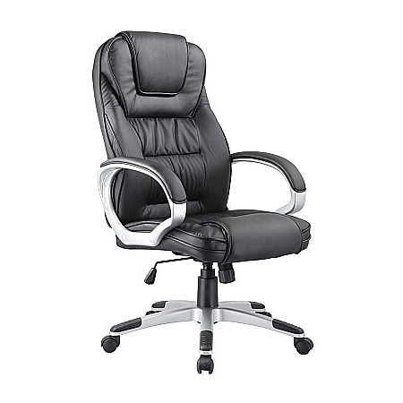 Produse - Scaun directorial SL Q031, Piele ecologica, Inaltime reglabila, Mecanism de balans, 100 Kg, Negru