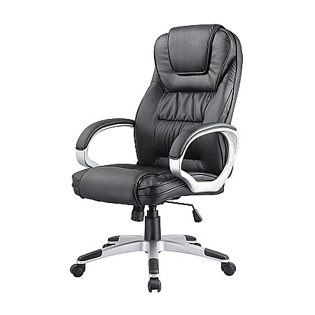 Scaun directorial SL Q031, Piele ecologica, Inaltime reglabila, Mecanism de balans, 100 Kg, Negru [1]