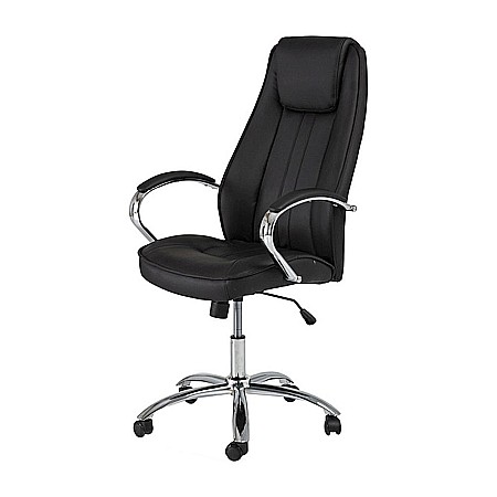 Scaun directorial SL Q036, Piele ecologica, Cadru Metalic, Inaltime ajustabila, 100 kg, Negru [1]