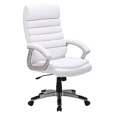 Produse in stoc - Scaun directorial SL Q087, tapitat cu piele ecologica, ergonomic, mecanism de balans, rotativ, cadru polipropilena, 100 kg, alb