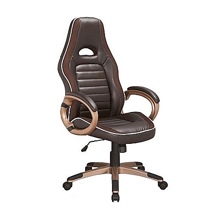 Scaun directorial SL Q150, Piele ecologica, Tetiera integrata, Inaltime ajustabila, 100 Kg, Maro [2]